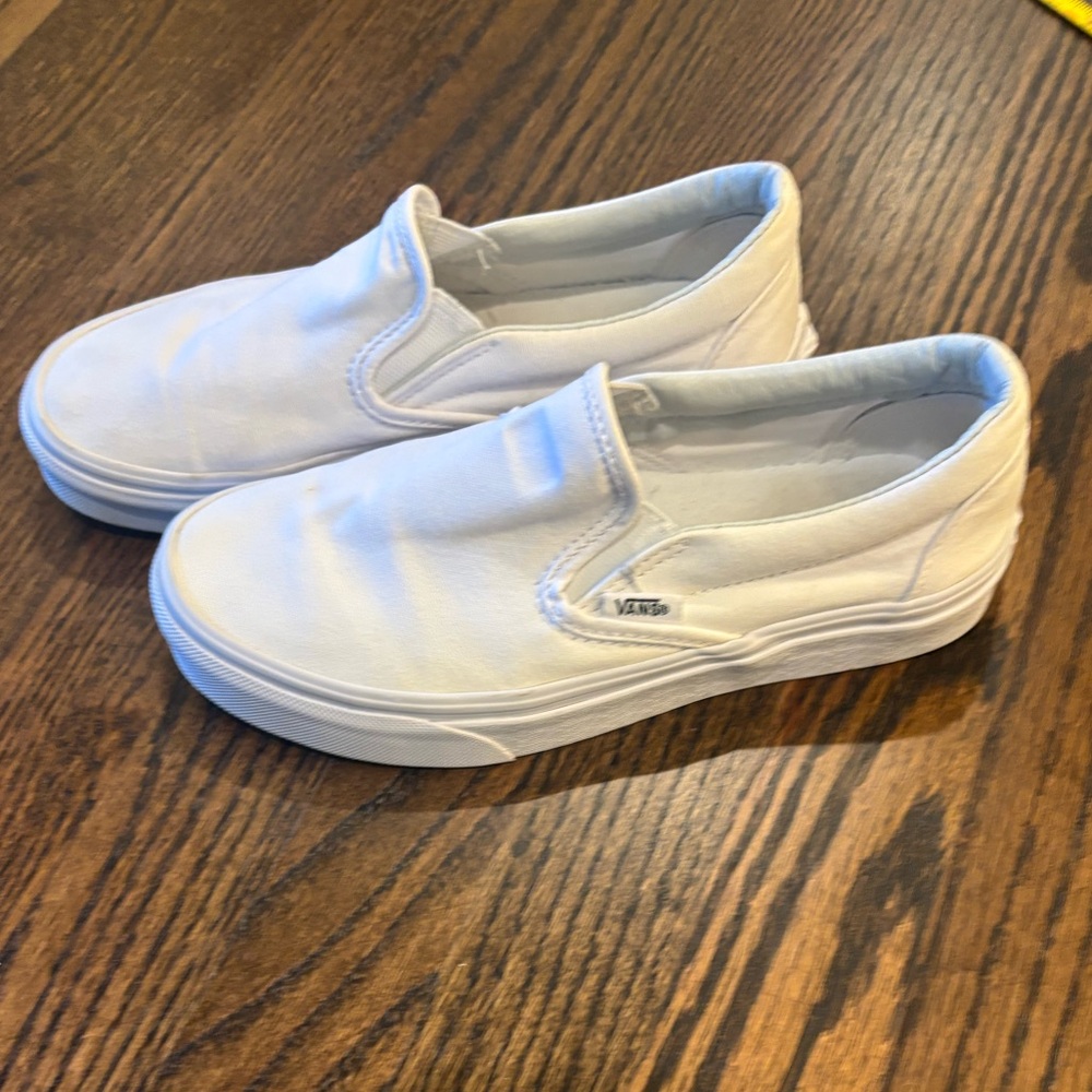 Vans Classic White Canvas Slip-Ons